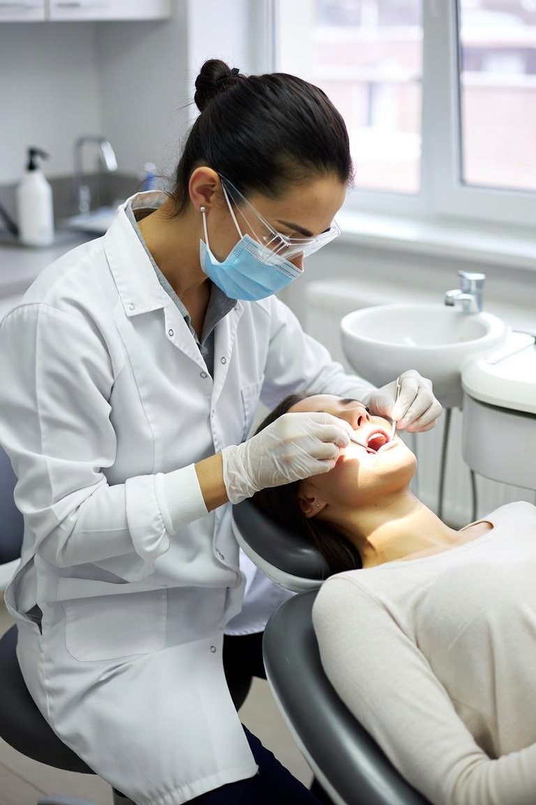 A dentist examining a patient in a modern operatory